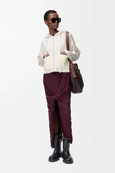 Loewe Zip-up Hoodie In Wool Size:l For Woman In White