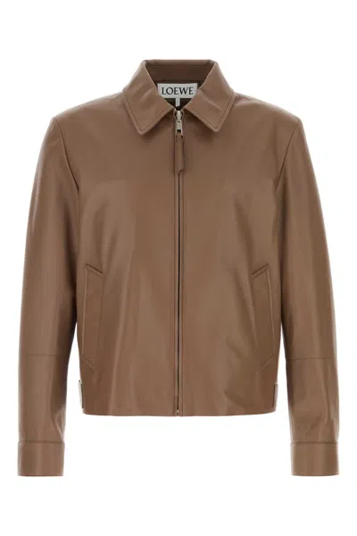 Loewe Leather Zipped Jacket In Brown
