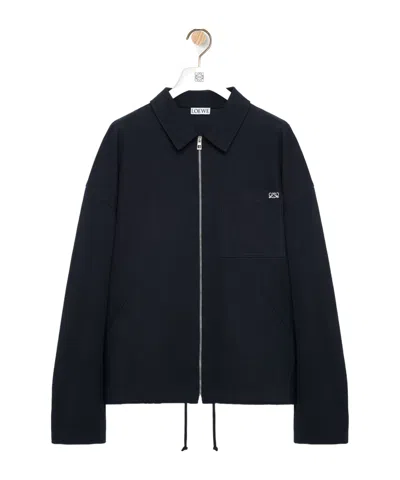 Loewe Logo-embroidered Zip-up Jacket In Black
