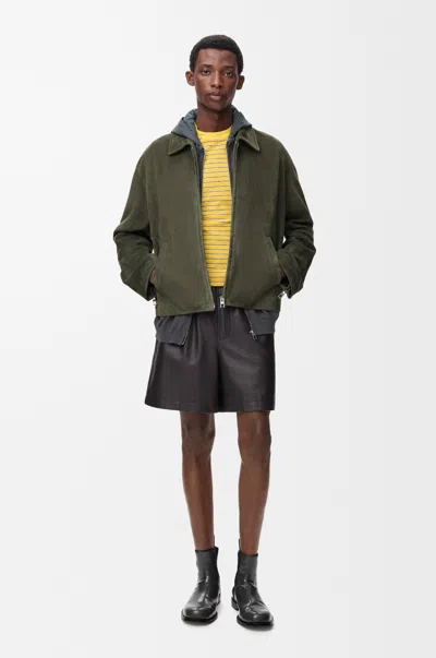 Loewe Zip-up Jacket In Suede Lambskin Size: 52 For Man In Green