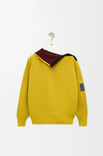 Loewe Zip-up Sweater In Wool Size:xs For Woman In Olive Green