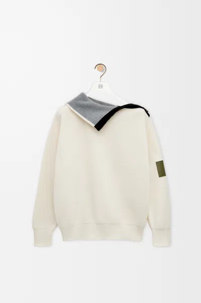 Loewe Zip-up Sweater In Wool Size:xs For Woman In White