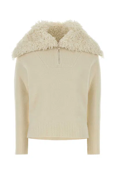Loewe Logo-embroidered Wool-blend Sweater In White