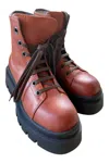 Lofina Women's Lace-up Leather Boots In Red In Red
