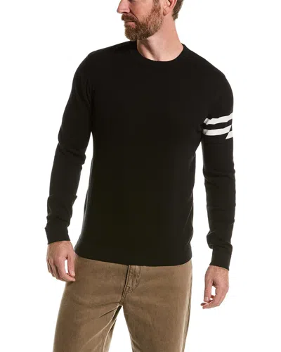 Loft 604 Breaking Stripe Crewneck Sweater In Black