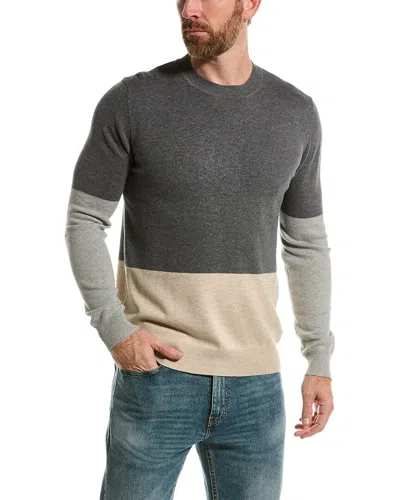 Loft 604 Colorblocked Wool Crewneck Sweater In Grey
