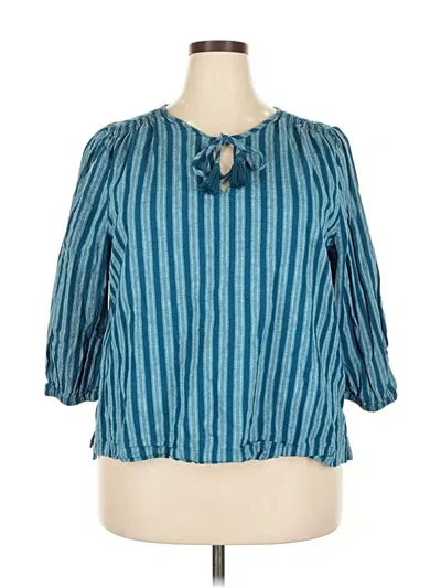 Pre-owned Loft Beach 3/4 Sleeve Blouse In Blue