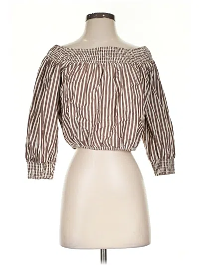 Pre-owned Loft Beach 3/4 Sleeve Blouse In Brown