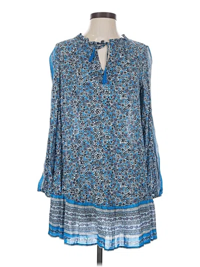 Pre-owned Loft Beach 3/4 Sleeve Henley Shirt In Blue