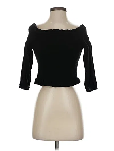 Pre-owned Loft Beach 3/4 Sleeve Top Black Sweetheart Neckline Tops
