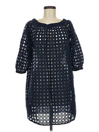 Pre-owned Loft Beach 3/4 Sleeve Top Blue Square Neckline Tops