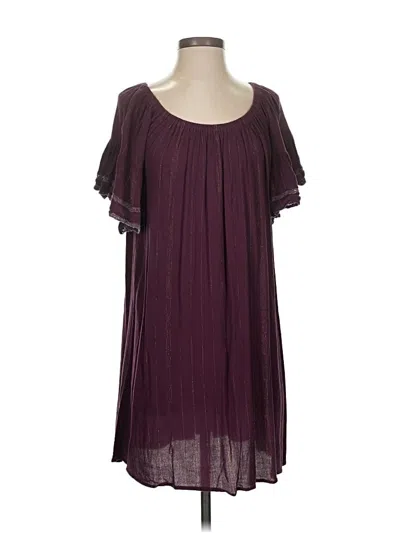 Pre-owned Loft Beach Casual Dress In Burgundy