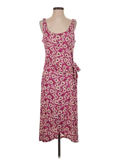 Pre-owned Loft Beach Casual Dress In Burgundy