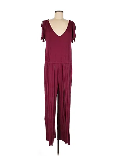Pre-owned Loft Beach Jumpsuit In Burgundy