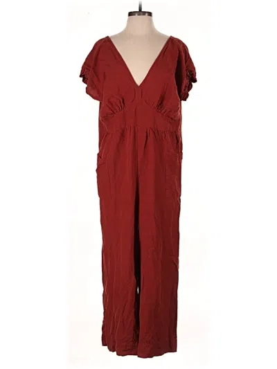 Pre-owned Loft Beach Jumpsuit In Red