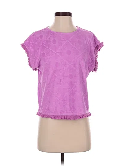 Pre-owned Loft Beach Short Sleeve Top Pink Ruffles Neckline Tops