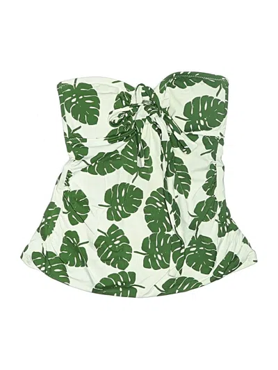 Pre-owned Loft Beach Swimsuit Top Green Tropical Pattern Swimwear