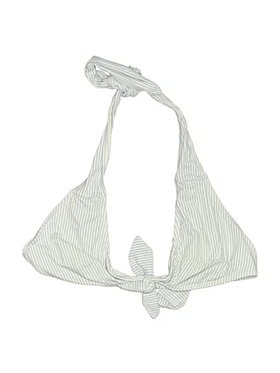 Pre-owned Loft Beach Swimsuit Top Ivory Stripes Pattern Swimwear