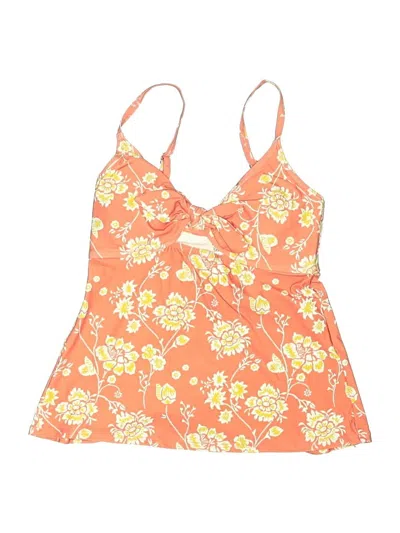 Pre-owned Loft Beach Swimsuit Top Orange Floral Pattern Swimwear