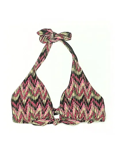 Pre-owned Loft Beach Swimsuit Top Pink Chevron/herringbone Pattern Swimwear
