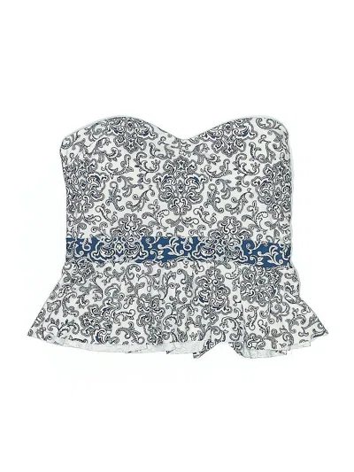 Pre-owned Loft Beach Swimsuit Top White Paisley Pattern Swimwear