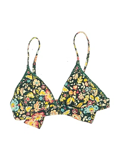 Pre-owned Loft Beach Swimsuit Top Yellow Floral Pattern Swimwear