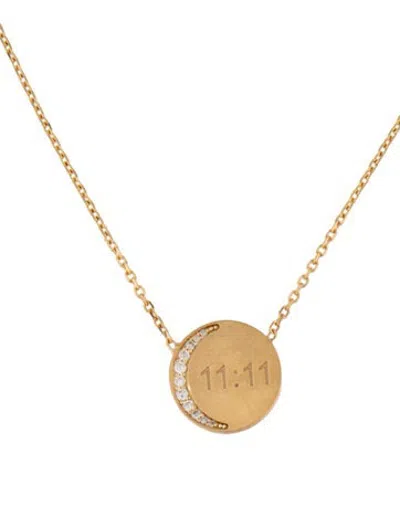 Pre-owned Logan Hollowell 14k Diamond Mini 11:11 Moon Necklace, 16" In Multicolor