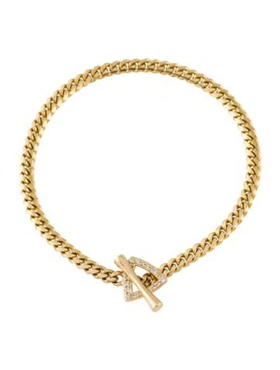 Pre-owned Logan Hollowell 14k Diamond Pavé Mini Trillion Toggle Bracelet, 6" In Multi