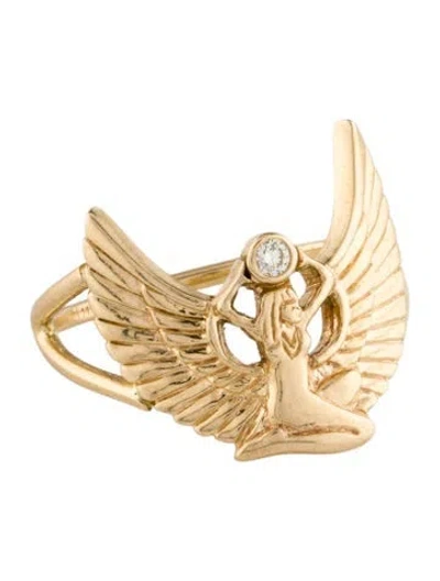 Pre-owned Logan Hollowell 14k Diamond Sacred Egyptian Cocktail Ring In Multi