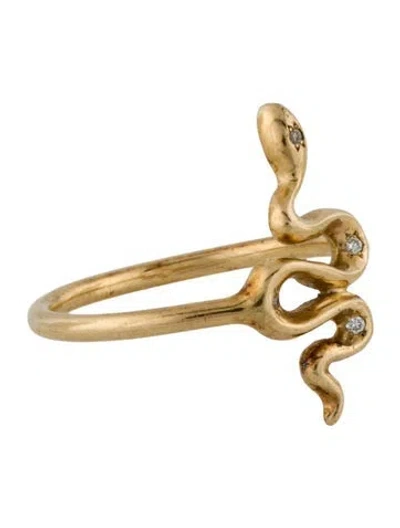 Pre-owned Logan Hollowell 14k Diamond Snake Ring In Multi