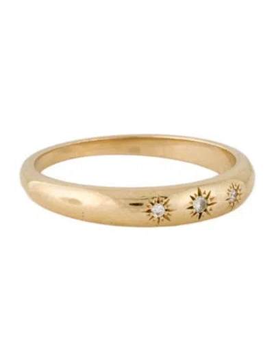 Pre-owned Logan Hollowell 14k Diamond Thin Star Set Rounded Ring In Multicolor
