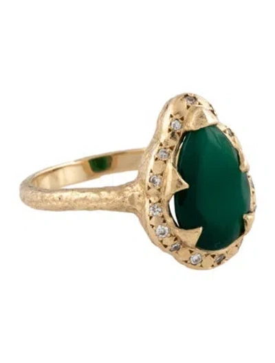 Pre-owned Logan Hollowell 14k Dyed Chalcedony & Diamond Baby Queen Ring In Multicolor