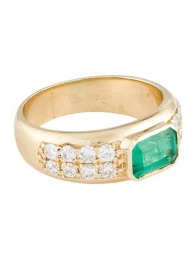 Pre-owned Logan Hollowell 14k Emerald & Diamond Pavé Ring In Multi