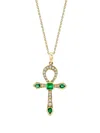 Logan Hollowell 14k Yellow Gold Eternal Ankh Emerald And Diamond Necklace In Gold