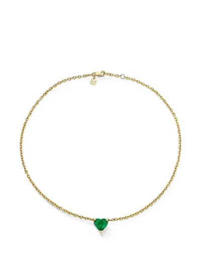 Logan Hollowell Emerald Heart Choker Necklace In Multi