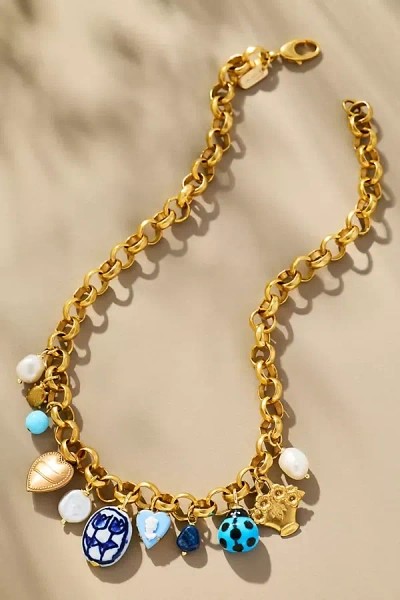Logan Tay Azure Vintage Charm Necklace In Gold