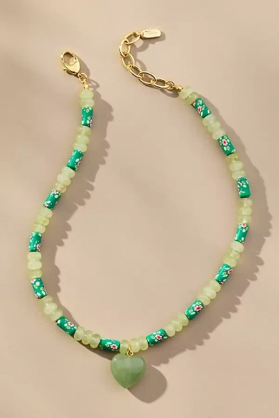 Logan Tay Beaded Floral Pendant Necklace In Green