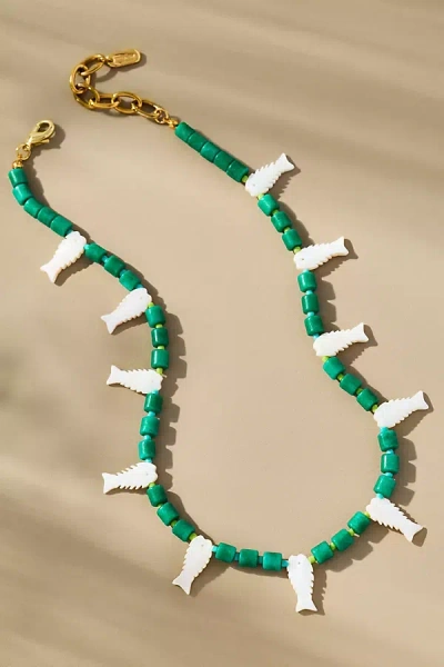 Logan Tay Mother-of-pearl Fish Charm Necklace In Green