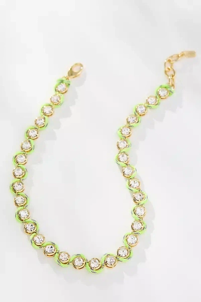 Logan Tay Paracord Pavé Chain Necklace In Green
