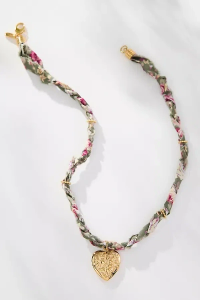 Logan Tay Vintage Flower Fabric Necklace In Multi