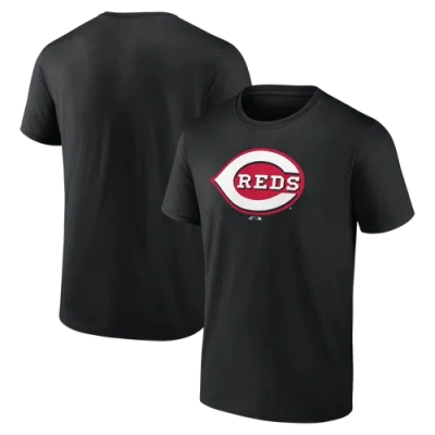 Logo Athletic Black Cincinnati Reds Official Logo T-shirt In Blue