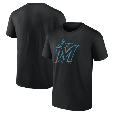 Logo Athletic Black Miami Marlins Official Logo T-shirt