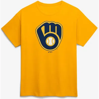 Logo Athletic Gold Milwaukee Brewers Official Logo T-shirt In Orange