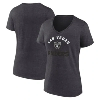 Logo Athletic Heather Charcoal Las Vegas Raiders Unrivaled V-neck T-shirt In Brown
