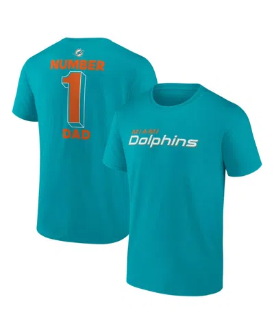Logo Athletic Men's Â Aqua Miami Dolphins 1 Dad Jersey T-shirt In Blue