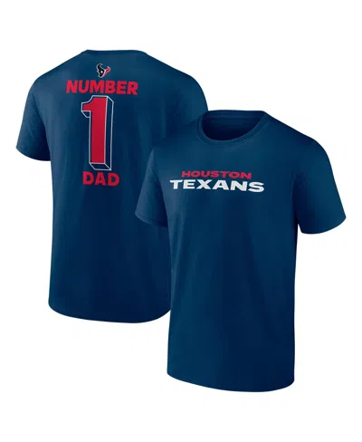 Logo Athletic Men's Â Navy Houston Texans 1 Dad Jersey T-shirt In Blue