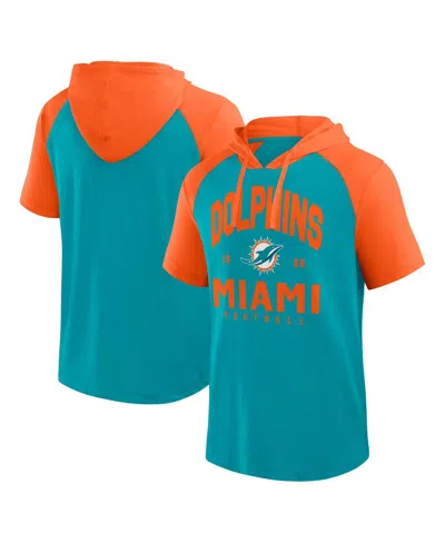 Logo Athletic Men's Aqua Miami Dolphins Prime Hoodie T-shirt In Blue