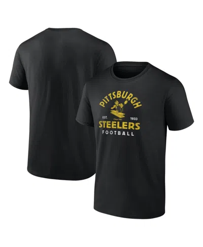 Logo Athletic Men's Black Pittsburgh Steelers Vintage Arch T-shirt