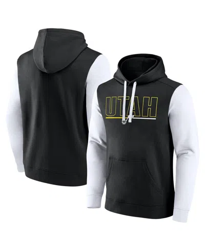 Logo Athletic Men's Black Utah Jazz Outline Color Block Pullover Hoodie