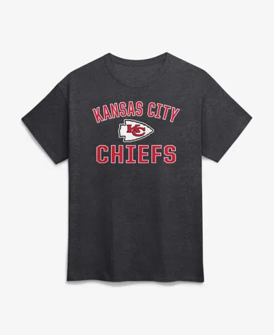 Logo Athletic Men's Charcoal Kansas City Chiefs Cotton Victory Arch T-shirt In Black